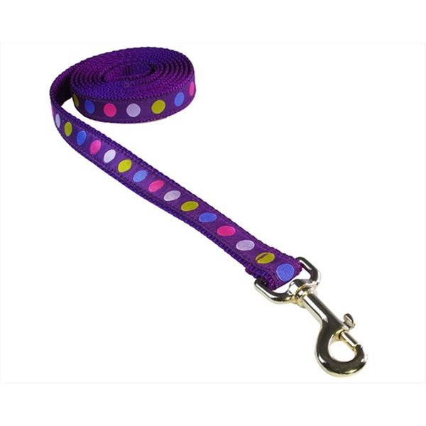 Flyfree POLKA DOT-PURPLE-MULTI2-L 4 ft. Dot Dog LeashPurple & Multi Small FL511885